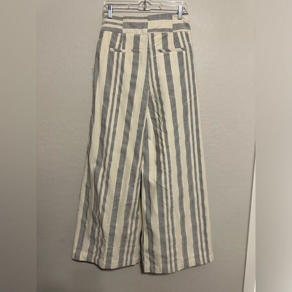 Free People Hi Tyed Wide‎ Leg Pants White/Ivory Textured Stripe 6 Revolve Brand - Picture 6 of 11